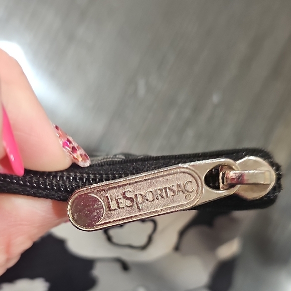 LeSportsac Black and Cream Floral Pouch - Picture 5 of 7
